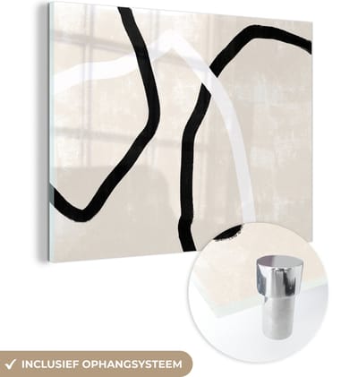 MuchoWow® Glasschilderij 120x90 cm - Schilderij acrylglas - Roze - Minimalisme - Design - Foto op glas - Schilderijen