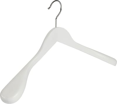 De Kledinghanger Gigant - Mantelhanger - Kostuumhanger - Jassenhanger - Volwassenen - 7246BA - 24 Stuks - Lotushout - Wit Gelakt - Schouderverbreding 6 cm - 44 cm - Kledinghanger - Kleerhanger (7246BA_01/24)