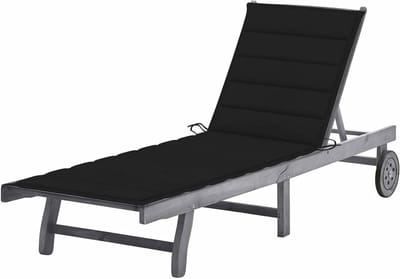 Houten Ligstoel - Tuinstoel Relax - Ontspannen Buiten - Verstelbare Rugleuning - 200 cm - Zwart