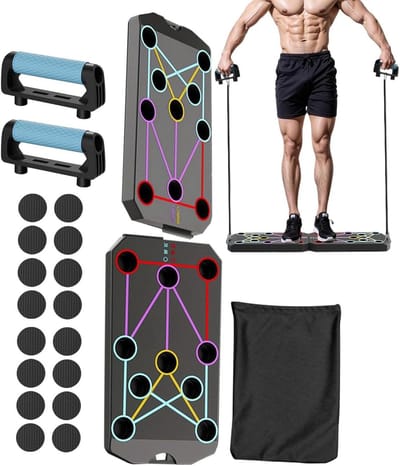 Kracht Trainingsbord - Fitness Hulpmiddel - Bovenlichaam Trainen - Kleurgecodeerd Systeem - Opvouwbaar Ontwerp - Zwart