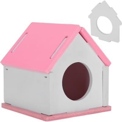 Houten Hamster Plezierhuisje Hut Hamster Zomer Gemonteerd Koelcabine Huisdier AccessoireRoze