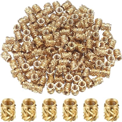 100 stuks draadinsert RX-M3 x 5 x 4 messing bushings, knurled insert moeren voor 3D printen van kunststof onderdelen, geschikt voor diverse toepassingen in de techniek