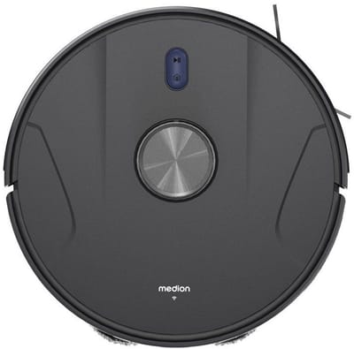 MEDION Robotstofzuiger 2-in-1 met leegstation, lasernavigatie en dweilfunctie X51 SW+, 10000 Pa zuigkracht, 2in1 robot, roterende dweilen, kruislijnlaser, grijs