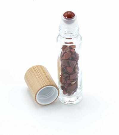 Edelsteen Rollerflesjes 10ml - 2 Stuks - Rode Jaspis - Lege Rollerflesjes - Houten Dop - Aromatherapie