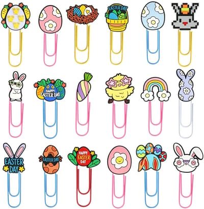 Dailygoods- Paperclips Groot - 18 Stuks - Kantoor Benodigdheden - Pasen - Gekleurd - Verstelbaar - Kantoorbenodigdheden