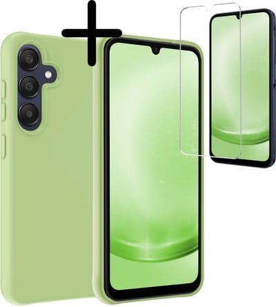 Hoesje Met Screenprotector - Geschikt voor Samsung Galaxy A25 - Sterk & Shockproof - Back Cover - Siliconen Case - Telefoon Hoes - Groen