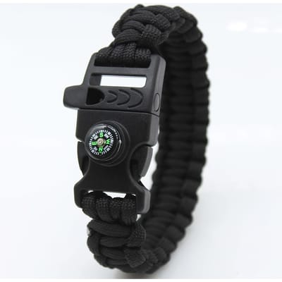 Bracelet d'aventure multifonctionnel de style vintage pour l'extérieur avec boussole et sifflet, mode puissance sportive non chargé, matériau mosaïque plastique
