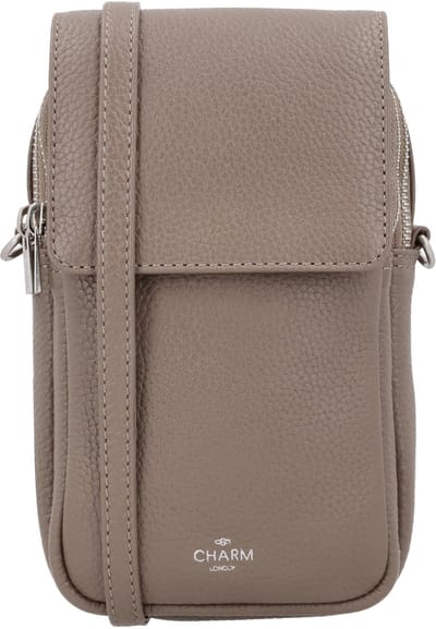 Charm London Washington Telefoontasje - Telefoon - Pasjes - Crossbody - Schoudertas - Leren Dames Tas - Taupe