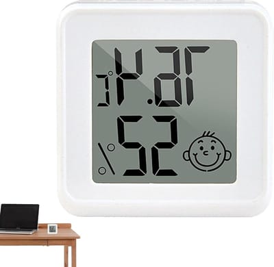 Digitale Hygrometer Thermometer - Temperatuur Vochtigheid Meter - Binnenklimaat Monitoren - Luchtcomfort Indicator - 4.3x4.3x1.3cm - Wit