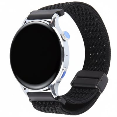 Nylon bandje - geschikt voor Garmin Venu 2s / 3s / 4 (41mm) / Vivoactive 4s / Forerunner 255s / 265s - Huawei Watch GT 5 Pro - 42mm / GT 6 / GT 5 / GT 4 - 41mm - zwart