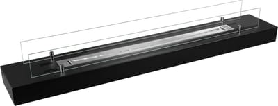 Bio-ethanol haard inbouw 1200 mm zwart met glas – 1L brander – tot 4,2 kW – moderne sfeerhaard