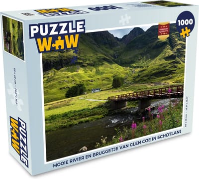 Puzzel Mooie rivier en bruggetje van Glen Coe in Schotland - Legpuzzel - Puzzel 1000 stukjes volwassenen