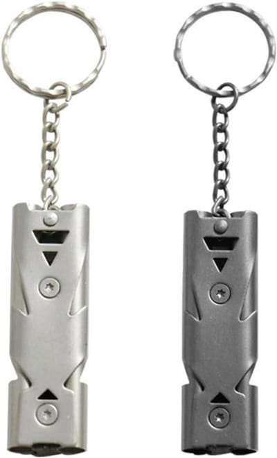 Noodfluit Set van 2, Veiligheidsfluit voor Sport, Kamperen en Hulpverlening met Hangband en Sleutelhanger