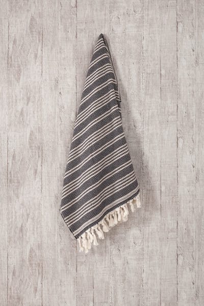 SEASON Premium Hamamdoek - 97x180cm - 650 gram - 100% Katoen - Luxe Strandlaken en Wellness Plaid, blackbeige