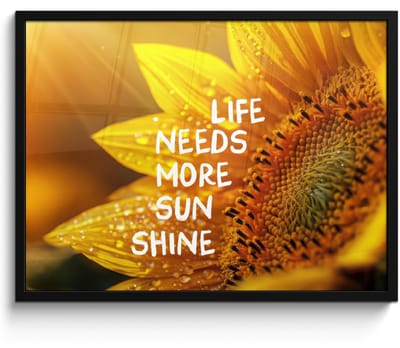 Poster in lijst - Fotolijst 70x50 cm - Posters - Zonnebloem - Close up - Geel - Quote - Posterlijst zwart - Decoratie - Wanddecoratie woonkamer - Muurdecoratie slaapkamer