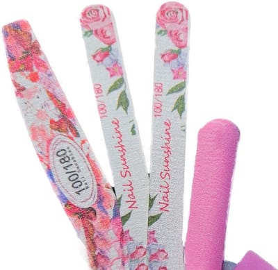 Nagelvijl - 5 stuks - Set vijl nagel 100/180 - Roze - verzorging vijlen nagels vijlenset