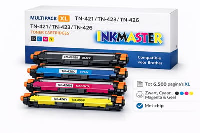 Inkmaster Premium Toner Multipack TN-421 / TN-423 / TN-426 – Geschikt voor Brother – Zwart, Cyaan, Magenta, Geel