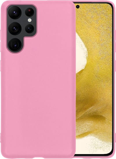 Hoesje - Geschikt voor Samsung Galaxy S22 Ultra - Sterk & Shockproof - Hoes Cover - Siliconen Case - Telefoonhoesjes - Lichtroze