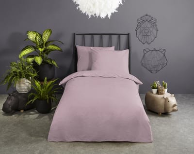 Good Morning dekbedovertrek effen kleur - Ledikant/ baby 100x135 cm - Zacht roze - 100% Katoen renforc�