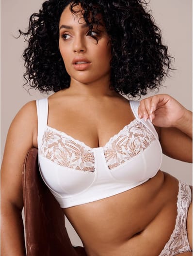Next - Dames - F-K cup beha met ultiem comfort, gewatteerde bandjes, zonder vulling, zonder beugel en met zijsteun - Wit