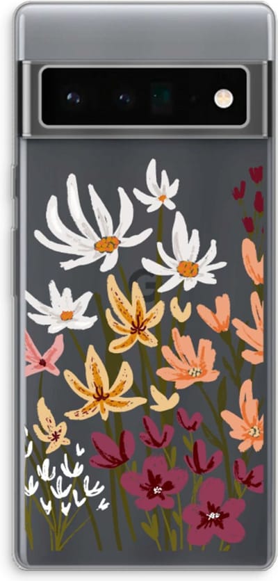 Case Company® - Hoesje geschikt voor Google Pixel 6 Pro hoesje - Painted wildflowers - Soft Cover Telefoonhoesje - Bescherming aan alle Kanten en Schermrand