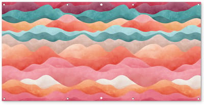 Tuinposter 200x100 cm - Tuindecoratie Golven - Kleurrijk - Abstract - Poster voor in de tuin - Buiten decoratie - Schutting tuinschilderij - Tuindoek muurdecoratie - Wanddecoratie balkondoek
