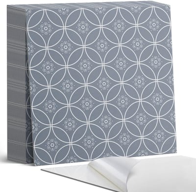 Coloray Plaktegels - Bloemen ornamentpatroon Zelfklevende Tegels - 20 cm x 20 cm - Grijs Plaktegels - 20 stuks - Vierkant PVC Tegels - Plaktegels Badkamer - Plaktegels Vloer - Vinyl Tegels - Wandtegel Zelfklevend