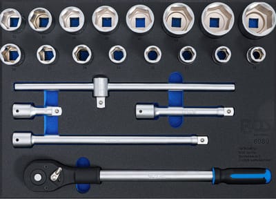 BGS werkplaatswageninleg 3/3: dopsleutelset aandrijving binnenvierkant 20 mm (3/4") 21-delig. - 6080