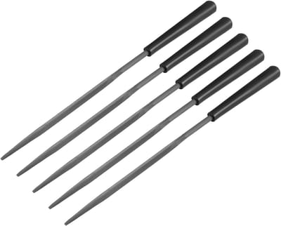Professionele Driehoekige Vijlset van Staal met Anti-slip Handvat - 5 Stuks voor Precisiewerkzaamheden in de Werkplaats, 5.5 Inch Lengte