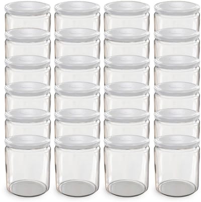 Oputec 24x 405ml inmaakpotten / voorraadpotten TO Ø 82 mm – glazen jampotten – metalen schroefdeksel wit – conservenpotten