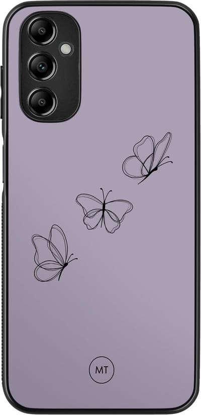 Hoesje geschikt voor Samsung Galaxy A14 5G - Vlindertjes - TPU Hard Case Backcover - Paars - Mooie Telefoonhoesjes