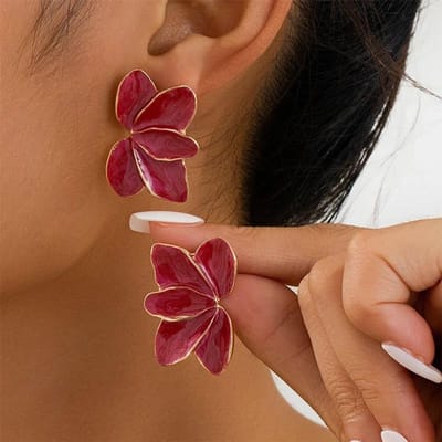 Witte Groene Bloem Stud Oorbellen Voor Vrouwen Meisjes Geometrische Olie Druppel Oorbel Accessoires Vakantie Feest Cadeau Mode Sieraden Cadeaus black