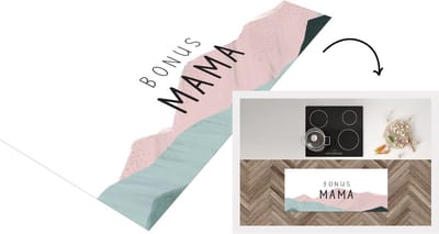 Keukenloper - Loper keuken - Spreuken - Quotes Bonus Mama - Stiefmoeder - Moeder - Moederdag cadeautje - 120x50 cm - Keukenloper vinyl