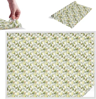 Tulup Raamfolie Anti inkijk - Avocadobladeren Melkglas Folie - 200x146 cm - Groente Anti inkijk Raamfolie Glas in Lood - Zonwerende Raamfolie - Voor de keuken, hal en woonkamer - Privacy Folie Raam Glas in Lood