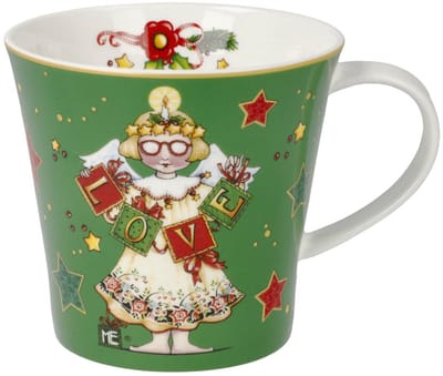Goebel - Mary Engelbreit | Koffie / Thee Mok Love Me | Beker - porselein - 350ml - kerst - 2 stuks