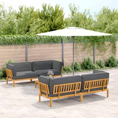 vidaXL - Bankstel - 5 - st - Antraciet - Massief - Acacia - Hout