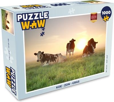 Puzzel Koe - Zon - Gras - Legpuzzel - Puzzel 1000 stukjes volwassenen