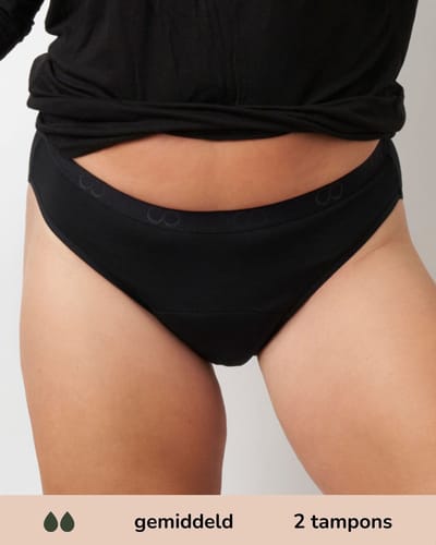 Moodies menstruatie ondergoed - Bamboe Bikini Onderbroek - gemiddeld kruisje - maat S - zwart