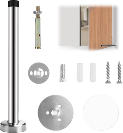 Deurstopper voor Wand - 20 cm Stalen Deurstopper met Rubber, Geluiddempende en Duurzame Wandbeveiliging