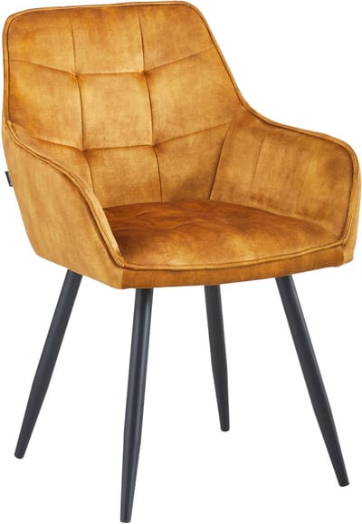 Colenis® - Oriana Eetkamerstoelen - Set Van 2 - Honey - Adoré Velvet - Industrieel - Met armleuning - Stoel