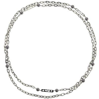 Behave - Lange ketting zilverkleur met grijze parels - Tijdloze stijl