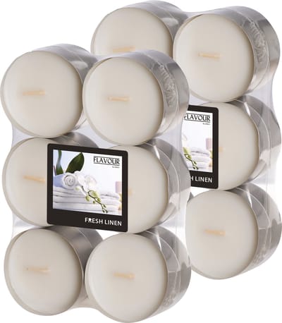 Conpax Candles Geur theelichtjes/waxinelichtjes - Maxi - 24x - Fresh Linen aroma - 8 branduren