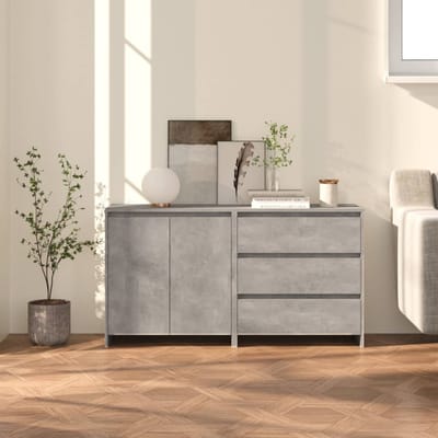 vidaXL - 2 - st - Dressoirs - bewerkt - hout - betongrijs