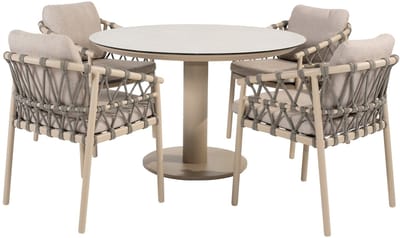 Sarah Piacenza dining tuinset 120xH75 cm 5 delig keramiek latte Taste 4SO