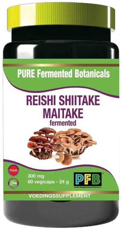 SNP Reishi shiitake maitake fermented 300mg puur 60 Vegetarische capsules
