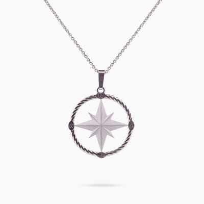 Pinchme Charms - Grote Windroos bedel tors rand 26 mm  – Vol karakter, vol betekenis - Echt zilver - Handgemaakt in Nederland - Luxe cadeauverpakking - Ketting Sieraden