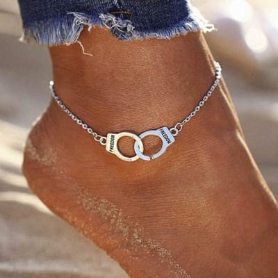 Chaîne de pied punk, chaîne de cheville en argent, bracelet de cheville, menottes pour femmes et filles white