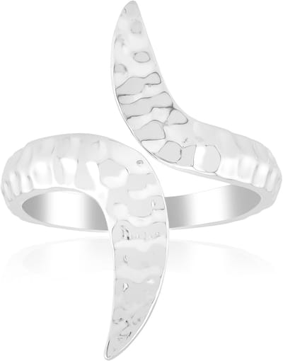 Cavill - Verstelbare Zilveren Ring heren unisex - 925 Sterling Zilver - Platinaveredeld - Gehamerd modern ontwerp - MONOSONO collectie