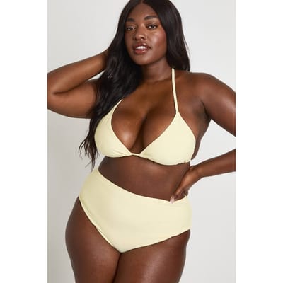 boohoo Dames Plus Essentials Hoge Taille Slip | Citroen | Maat: 52