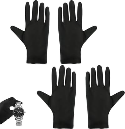 2 paar zwarte katoenen handschoenen, zachte katoenen handschoenen, wasbaar, elastisch, beschermende handschoenen, zacht, ademend, voor droge handen, schoonheid, inspectie van sieraden, themafeest